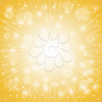 Yellow Ray Background with Stars and Wave.