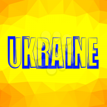 Ukraine Text Isolated on Yellow Polygonal Background.