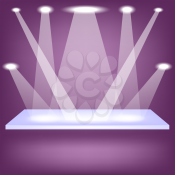 Single Empy Shelf Isolated on Purple Background