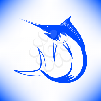 Marlin Fish Icon Isolated on Blue Background. Symbol Fish.