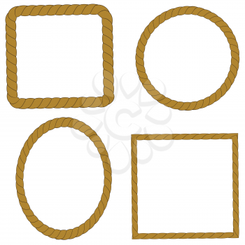 Set of Rope Frames Isolated on Whire Background.