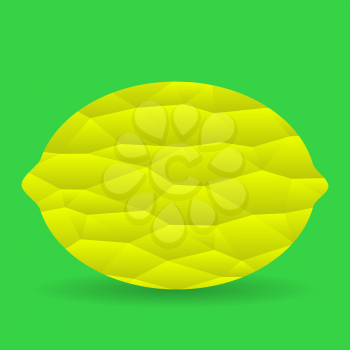 Lemon Polygonal Icon Isolated on Green Background