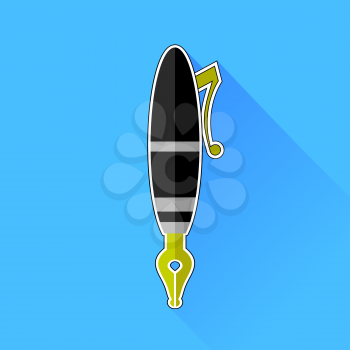 Fountain Pen Icon Isolated on Blue Background.