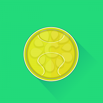 Yellow Tennis Ball Isolated on Green Background.