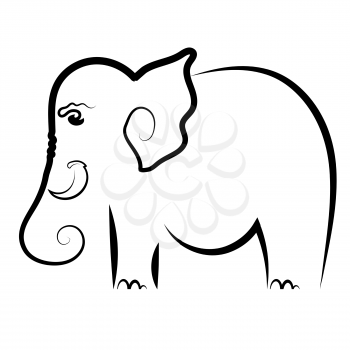 Big Elephant Symbol Isolated on White Background.