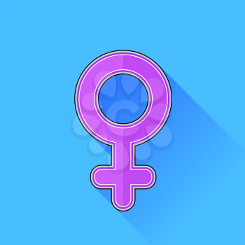 Pink Female Icon Isolated on Blue Background