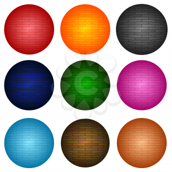 Set of Colorful Brick Spheres Isolated on White Background.