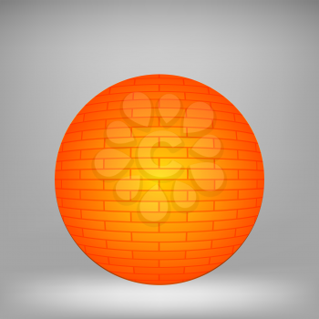 Orange  Brick Sphere Isolated on Grey Background.