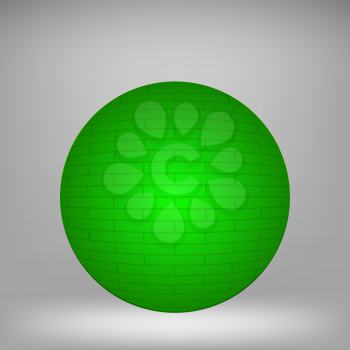 Green Sphere on Grey Background for Your Design.