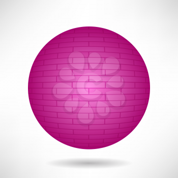 Pink Brick Sphere Isolated on White Background
