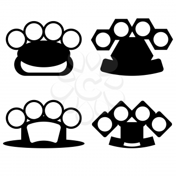 Brass Knuckle Silhouettes Isolated on White Background