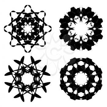 Abstract Black Ornaments Isolated on White Background
