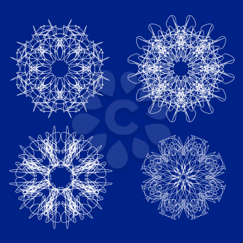 Set of Snow Flakes Isolated on Blue Background