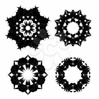 Set of Black Ornaments Isolated on White Background