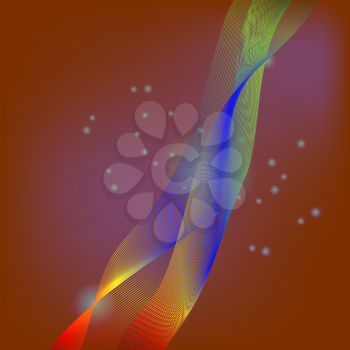 Abstract Colorful Wave Texture on Star Orange Background.