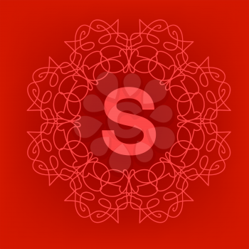 Simple  Monogram S Design Template on Red Background