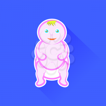 Baby Icon Isolated on Blue Background. Long Shadow