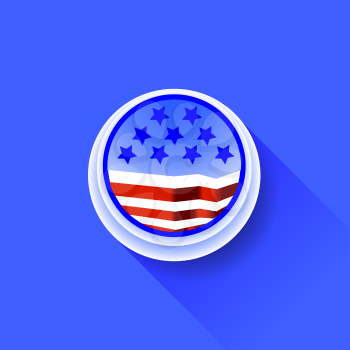 American Icon Isolated on Blue Background. Long Shadow