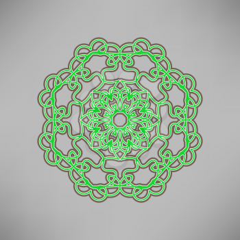 Oriental Green Ornament Isolated on Grey Background