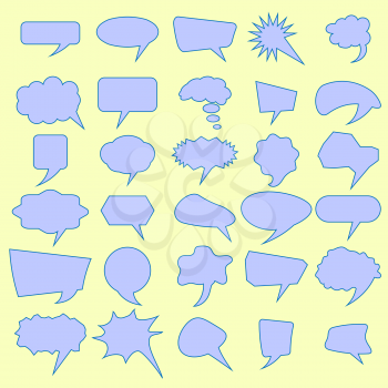 Set of Different Speech Bubbles Isolated on Yellow Background