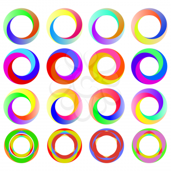 Set of Colorful Circle Icons Isolated on White Background