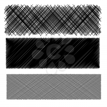 Set of Black Diagonal Strokes Patterns Isolated on White Background