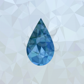Polygonal Blue Water Drop Isolated on Mosaic Background
