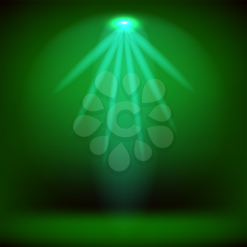 Spotlight Isolated on Green Background.Stage Spotlight Background