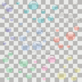 Transparent Soap Bubbles Isolated on Checkered Background