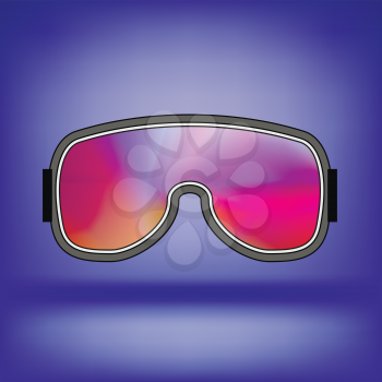 Ski Goggle with Colorful Glasses Isolated on Blue Soft Background