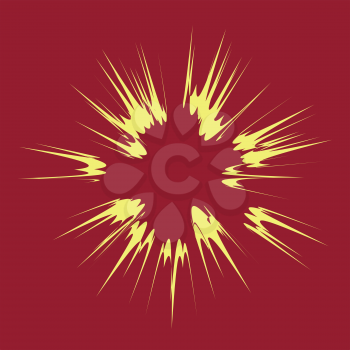 Explode Flash, Cartoon Explosion, Star Burst Isolated on Red Background