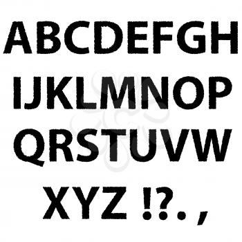Grunge Letters Isolated on White Background. Black Ink Alphabet