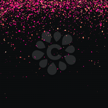 Pink Confetti Isolated on Black Background. Abstract Pink Parts.