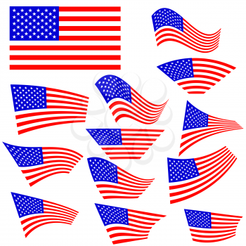 American Flags Icons Isolated on White Background