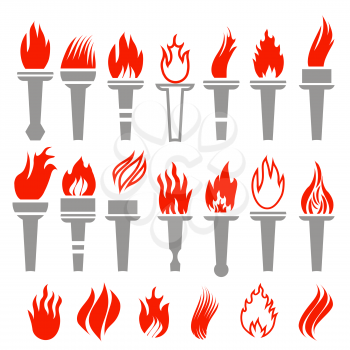 Set of Torch Icon Isolated on White Background