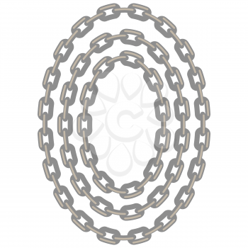 Set of Oval Chain Frames Isolated on White Background