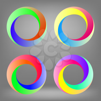 Set of Colorful Circle Icons Isolated on Grey Background