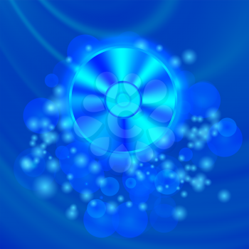 Compact Disc Isolated on Blue Wave Blurred Background