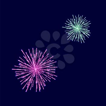 Fireworks Light up the Sky on Blue Background