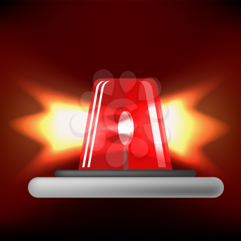 Siren Icon Isolated on Black Background. Red Emergency Flash. Car Alarm Symbol