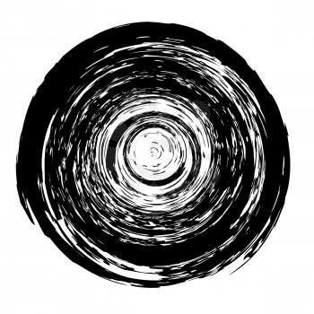 Ink Grunge Round Pattern Isolated on White Background.