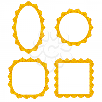 Set of Different Yellow Frames Isolated on White Background