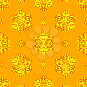 Seamless Creative Ornamental Yellow Pattern. Geometric Decorative Background