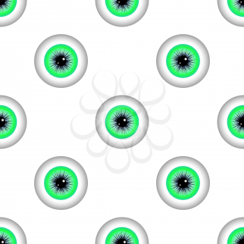Green Human Eye Seamless Pattern. Set of Green Balls