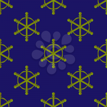 Marine Seamless Pattern. Ship Steering Wheel Background