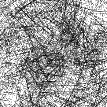 Abstract Grunge Line Pattern. Chaotic Black White Structure