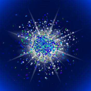 Sparkling Texture. Star Flash. Glitter Particles Pattern. Explosion on Blue Background. Star Dust.