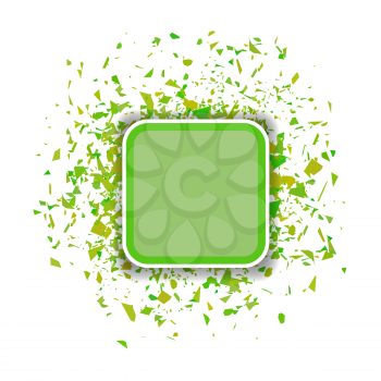 Green Confetti Banner Isolated on White Background. Set of Particles.