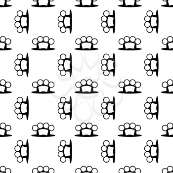 Metal Knuckles Silhouette Seamless Pattern on White.