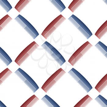 Colorful Plastic Combs Seamless Pattern on White. Barber Supplies Background.